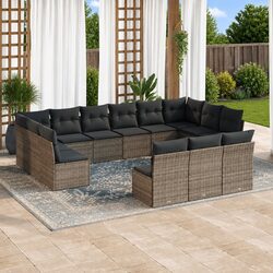 Garden Sofa Set - 13 Piece Modular Outdoor Furniture in Grey