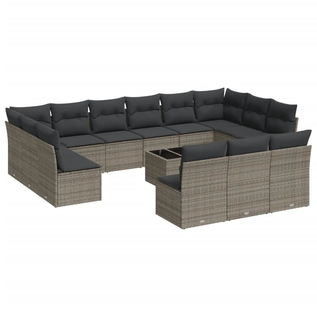 Garden Sofa Set Outdoor Furniture 14 Piece Grey Poly Rattan