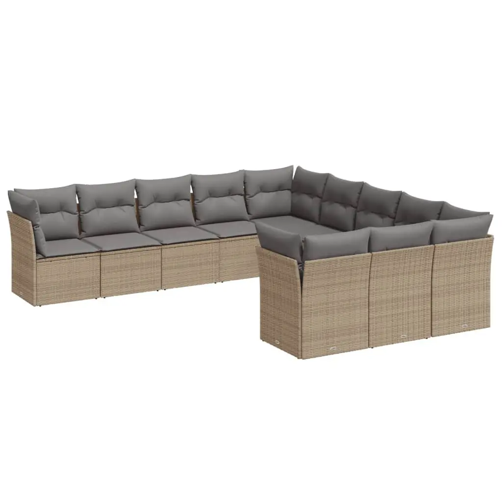 Outdoor Garden Sofa Set 11 Piece Patio Furniture Beige Rattan