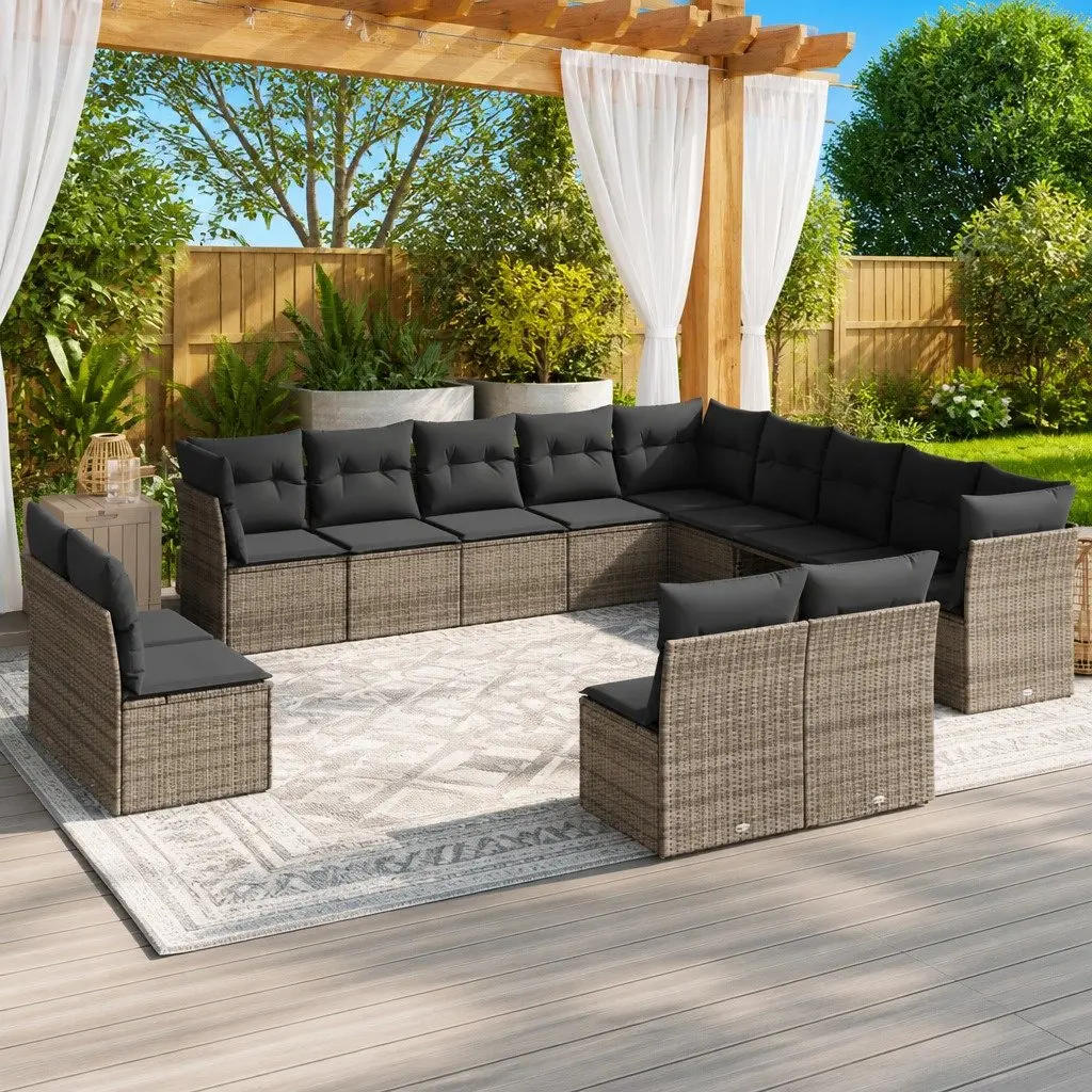 Garden Sofa Set Outdoor Furniture Patio Modular Grey 12 Piece
