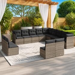 Detailed Specs for 12 Piece Garden Sofa Set with Grey Finish