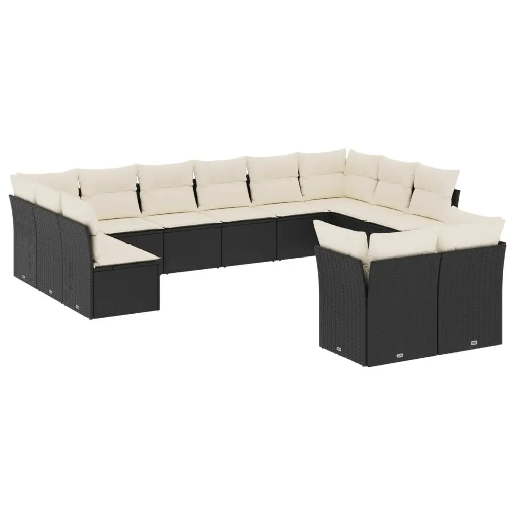 Garden Sofa Set Outdoor Furniture Patio Seating 12 Piece Black with Cushions