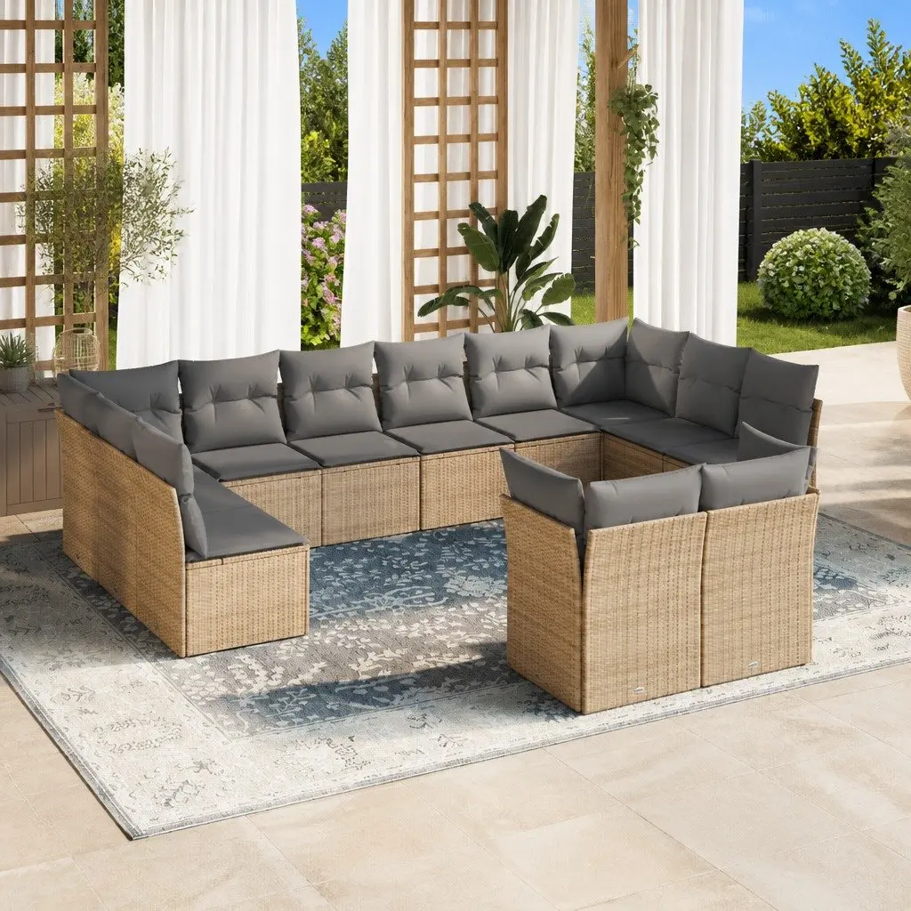 Outdoor Garden Sofa Set Modular Patio Furniture 12 Piece Beige