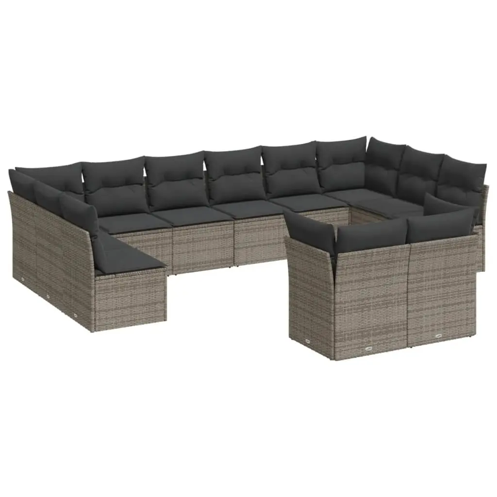 Garden Sofa Set Outdoor Furniture 12 Piece Grey Poly Rattan Modular Patio