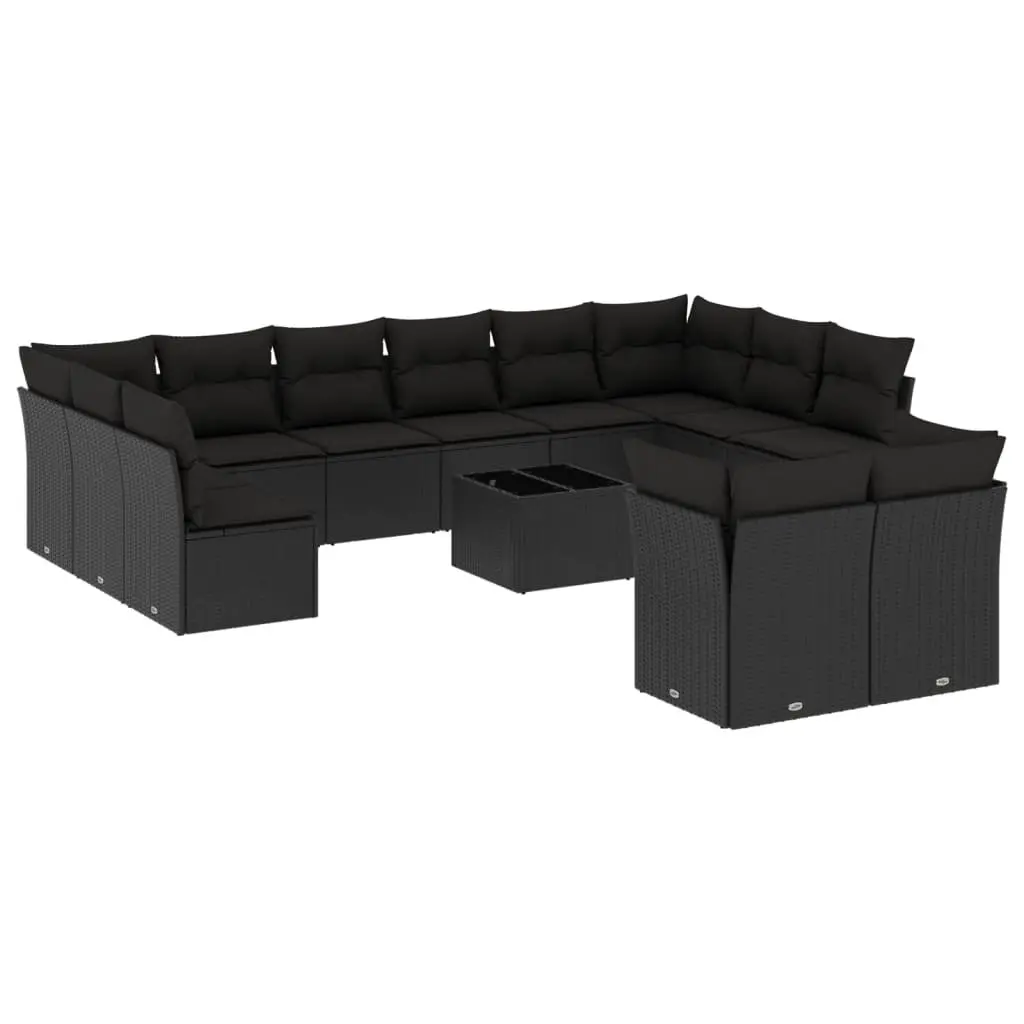 13-Piece Black Outdoor Garden Sofa Set