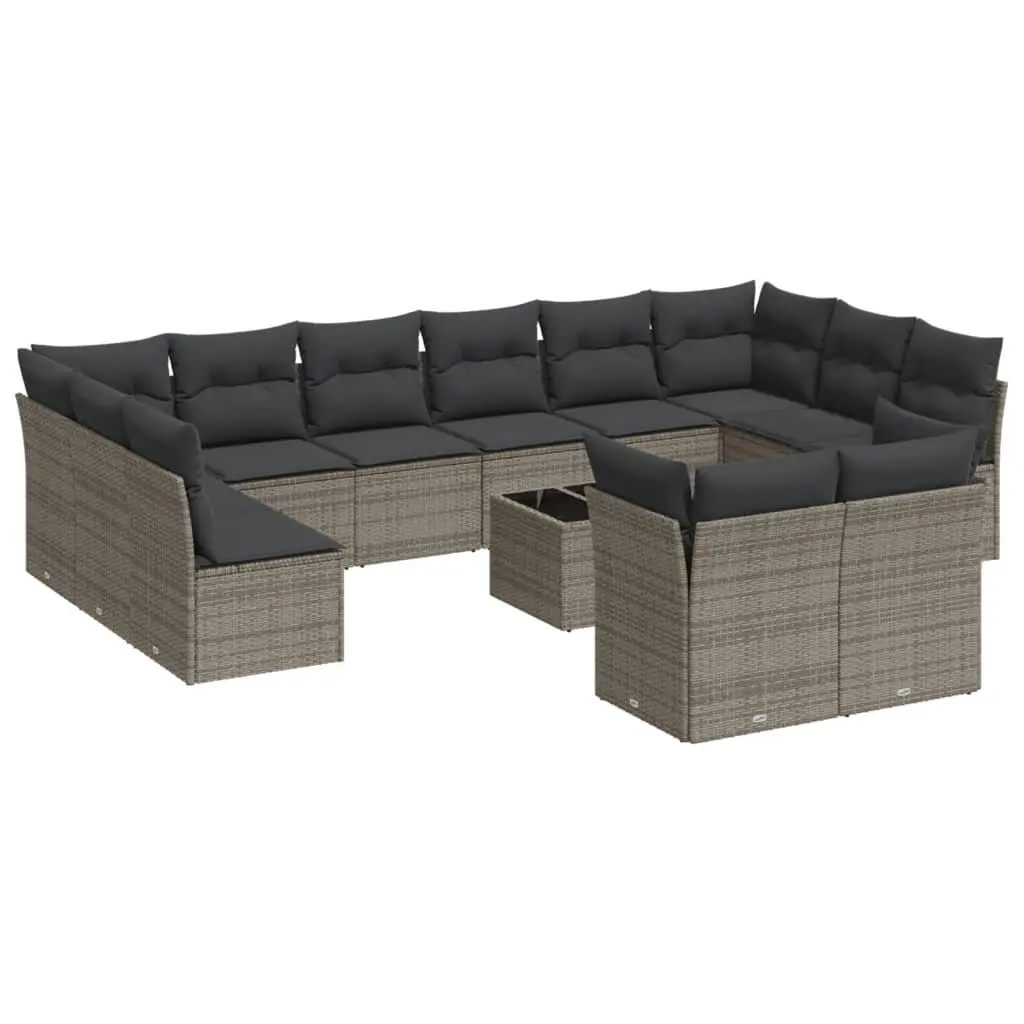 Garden Sofa Set 13 Piece Outdoor Furniture Grey Poly Rattan Modular Patio