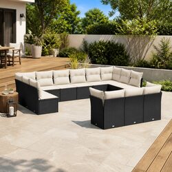 Specifications of a 13-Piece Black Rattan Garden Sofa Set