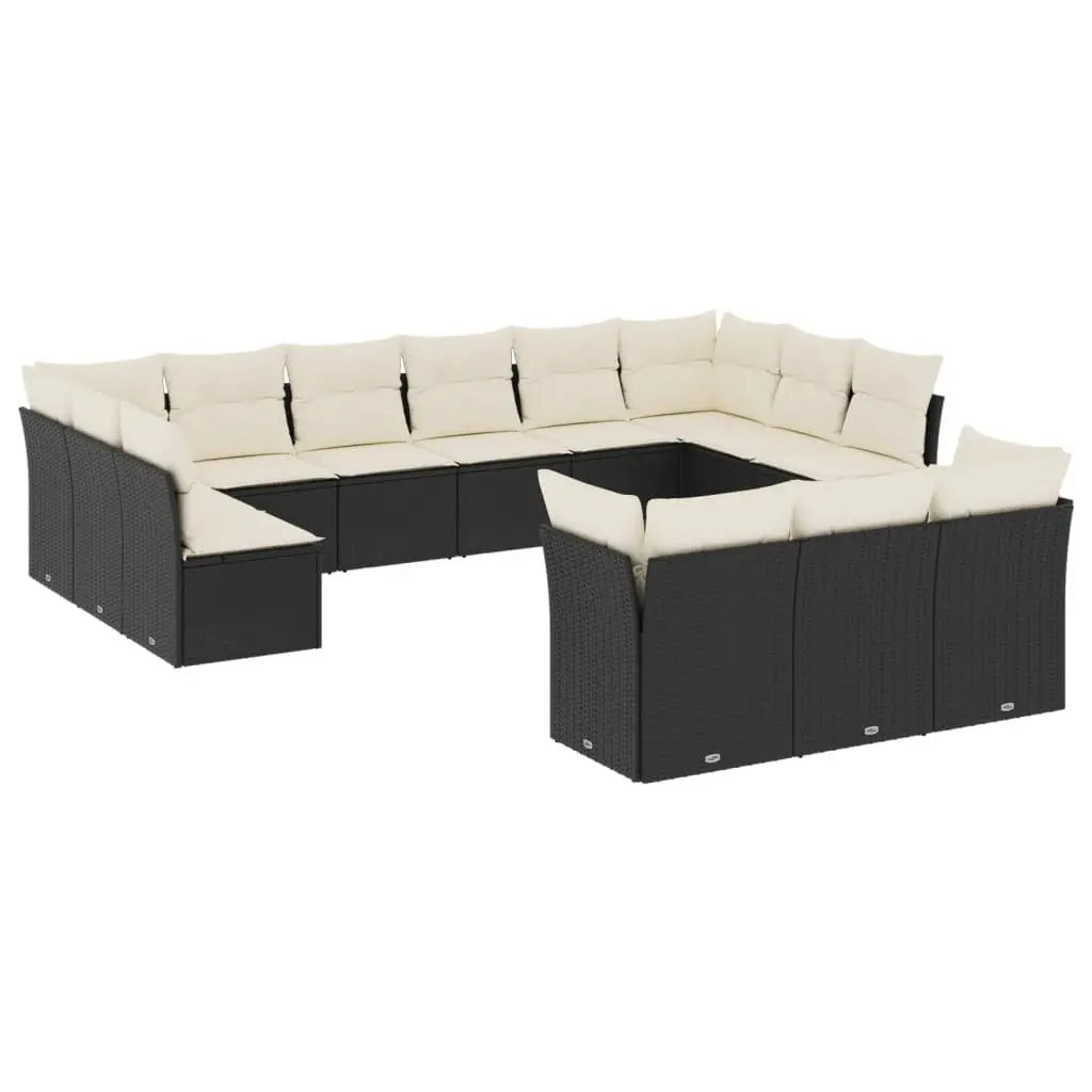 Outdoor Garden Sofa Set 13 Piece Black Poly Rattan Modular Patio Furniture