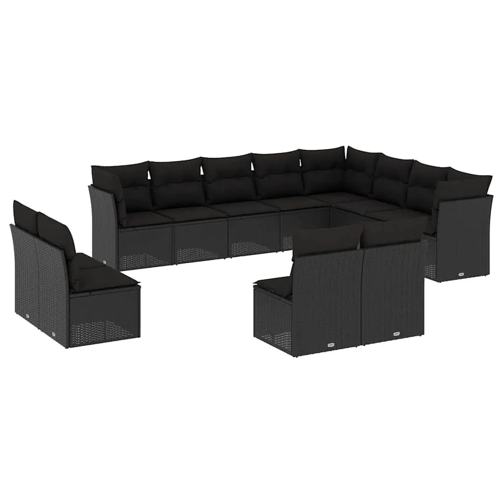 Garden Sofa Set Outdoor Furniture Modular 12 Piece Black