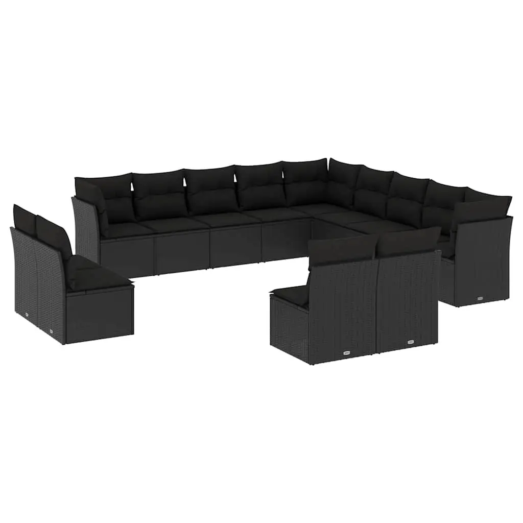 Garden Sofa Set 13 Piece Outdoor Furniture Black Poly Rattan Patio Lounge