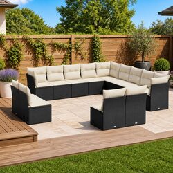 Specifications for 13 Piece Black Poly Rattan Garden Sofa Set