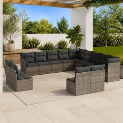 Specifications of 13 Piece Grey Patio Sofa Set with Cushions