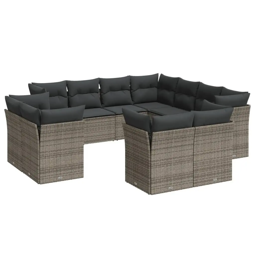 Garden Sofa Set 11 Piece Outdoor Furniture Grey Modular Patio Seating with
