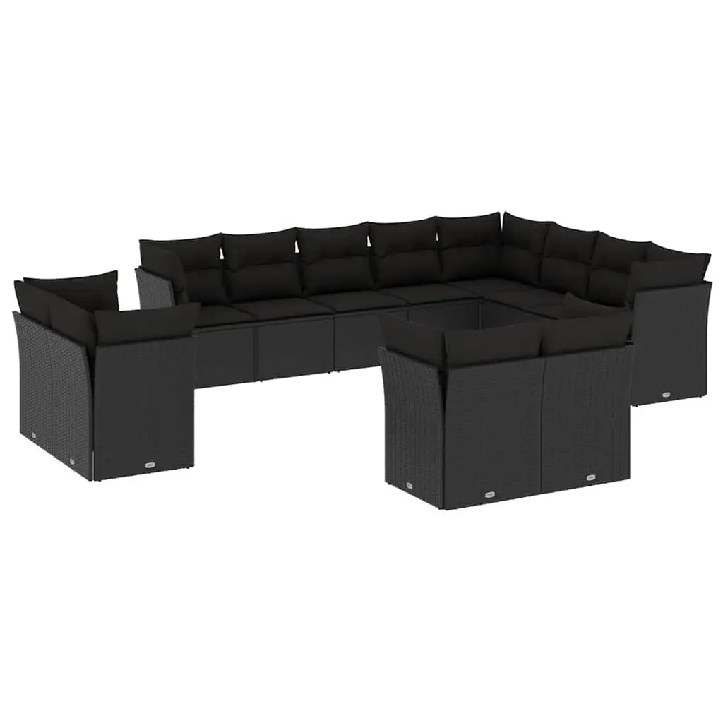 12 Piece Black Garden Sofa Set