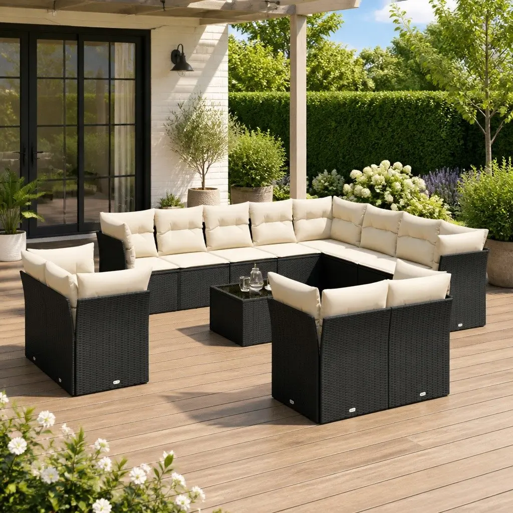 13-Piece Garden Sofa Set in Black