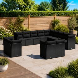Outdoor Sofa Set 13 Piece Garden Furniture Poly Rattan Black Patio Modular