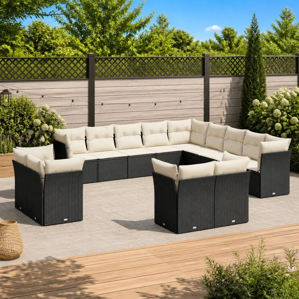 Garden Sofa Set 13 Piece Outdoor Furniture Patio Lounge Black Modular