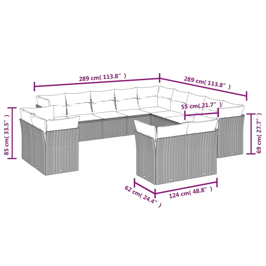 Garden Sofa Set 13 Piece Outdoor Furniture Patio Lounge Black Modular
