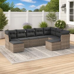 9 Piece Modular Garden Sofa Set with PE Rattan Construction