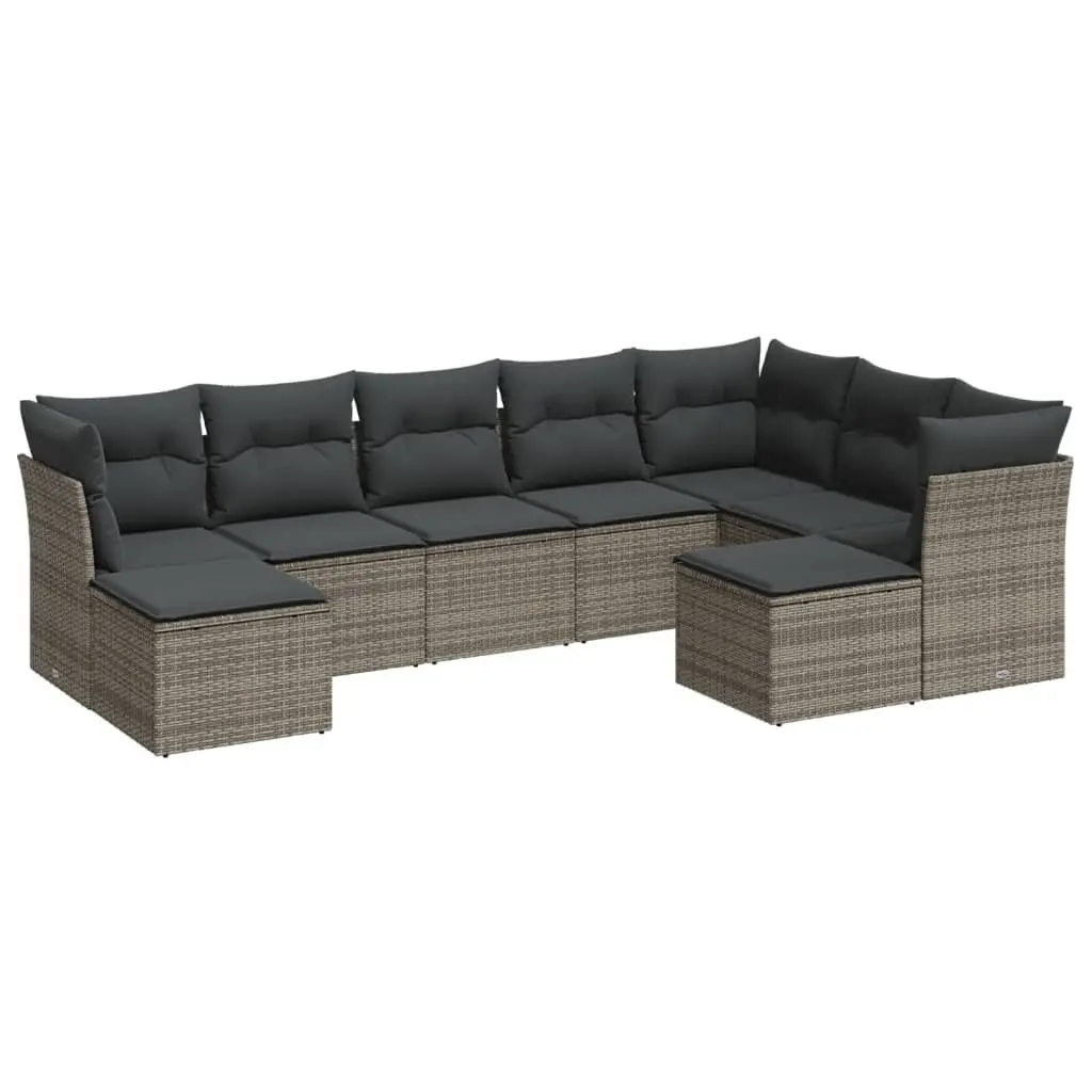 Garden Sofa Set Outdoor Furniture 9 Piece Modular Rattan Grey