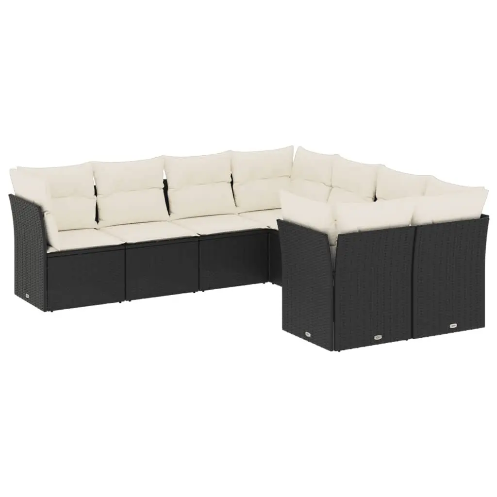 Garden Sofa Set 8 Piece Outdoor Furniture Patio Black Poly Rattan Modular