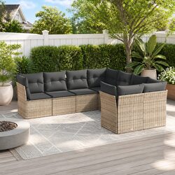 8-Piece Modular Garden Sofa Set in Grey with Cushions