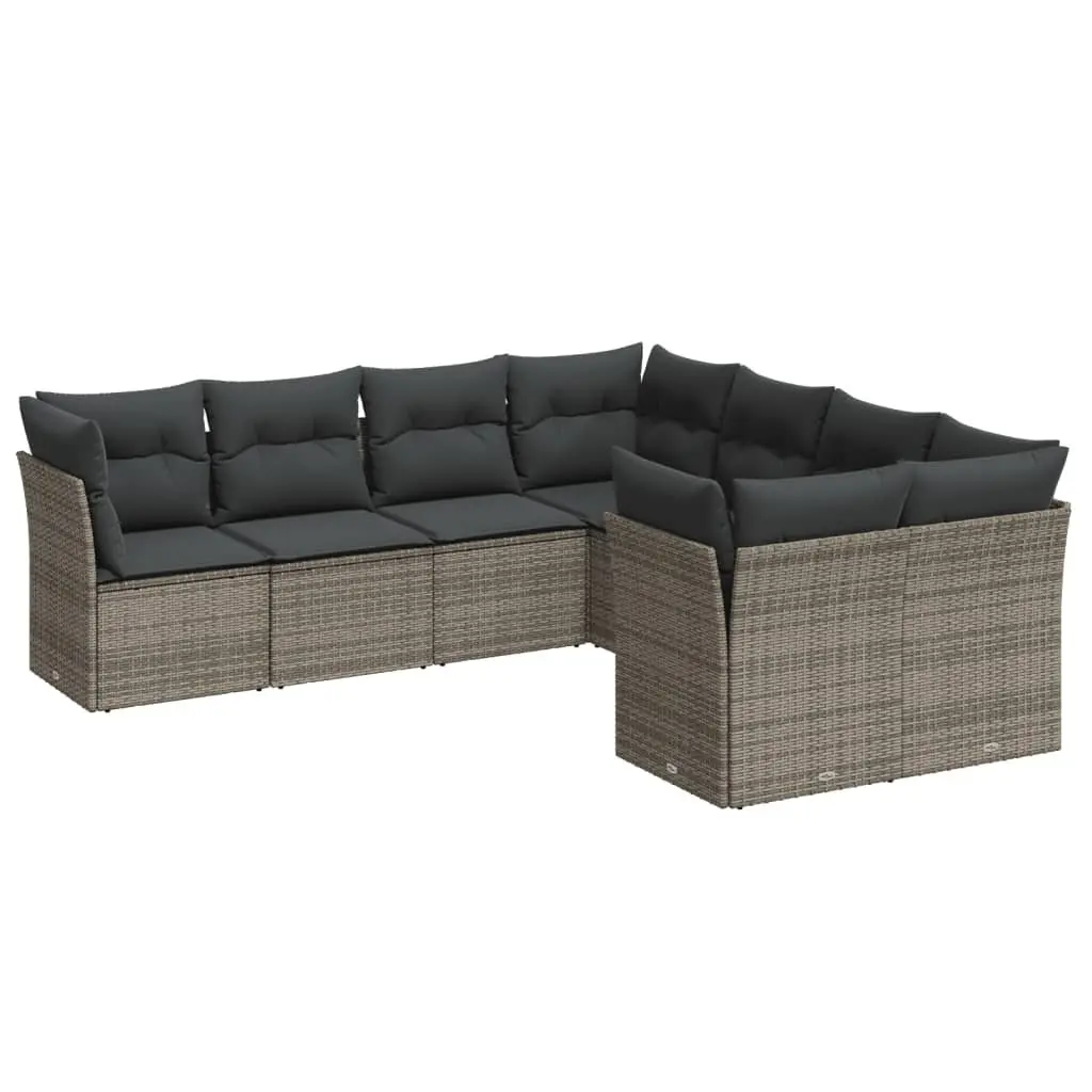 8-Piece Modular Garden Sofa Set in Grey with Cushions