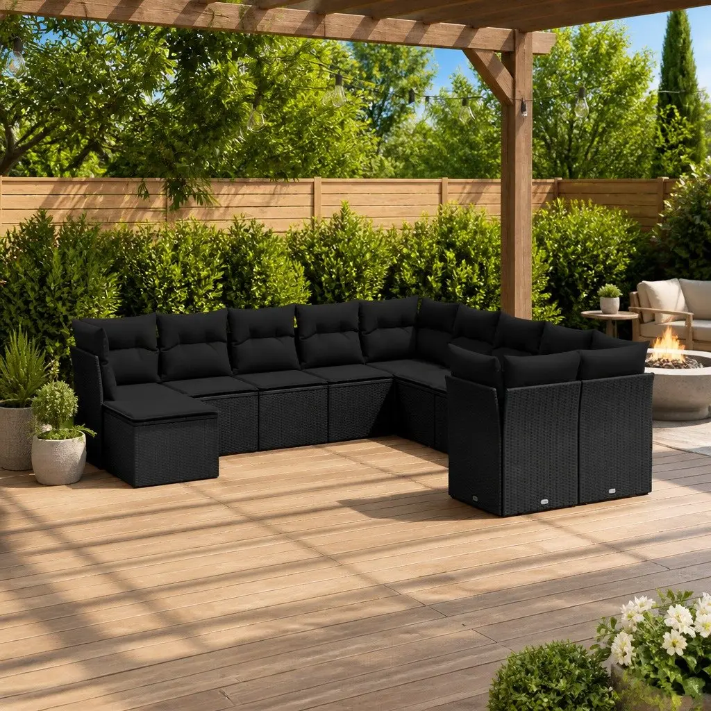 Garden Sofa Set 11 Piece Outdoor Furniture Patio Seating Black