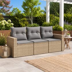 Garden Sofa Set 3 Piece with Beige Cushions Specifications