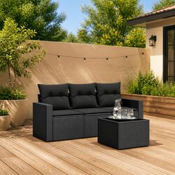 Specifications of 4-Piece Black Garden Sofa Set