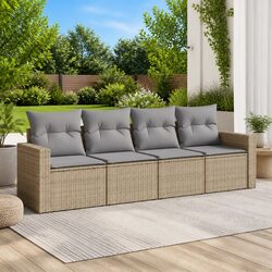 Garden Sofa Set Specifications: 4-Piece Beige Modular Design