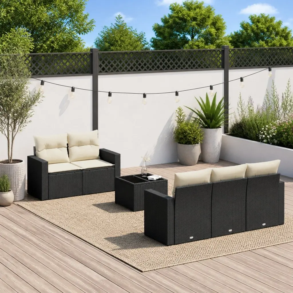 6-Piece Garden Sofa Set in Black