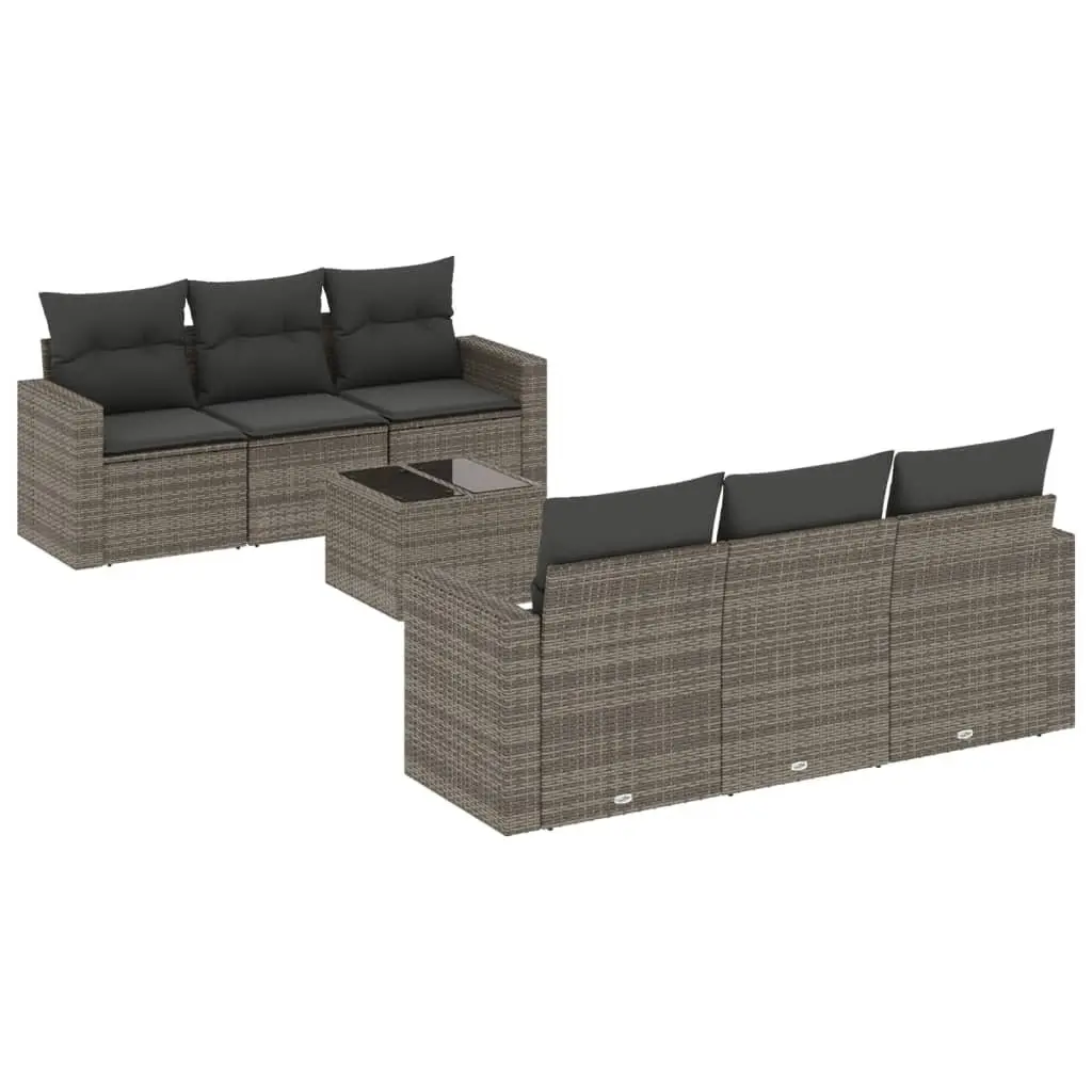 Garden Sofa Set 7 Piece Outdoor Furniture Grey Poly Rattan Modular Patio Seating