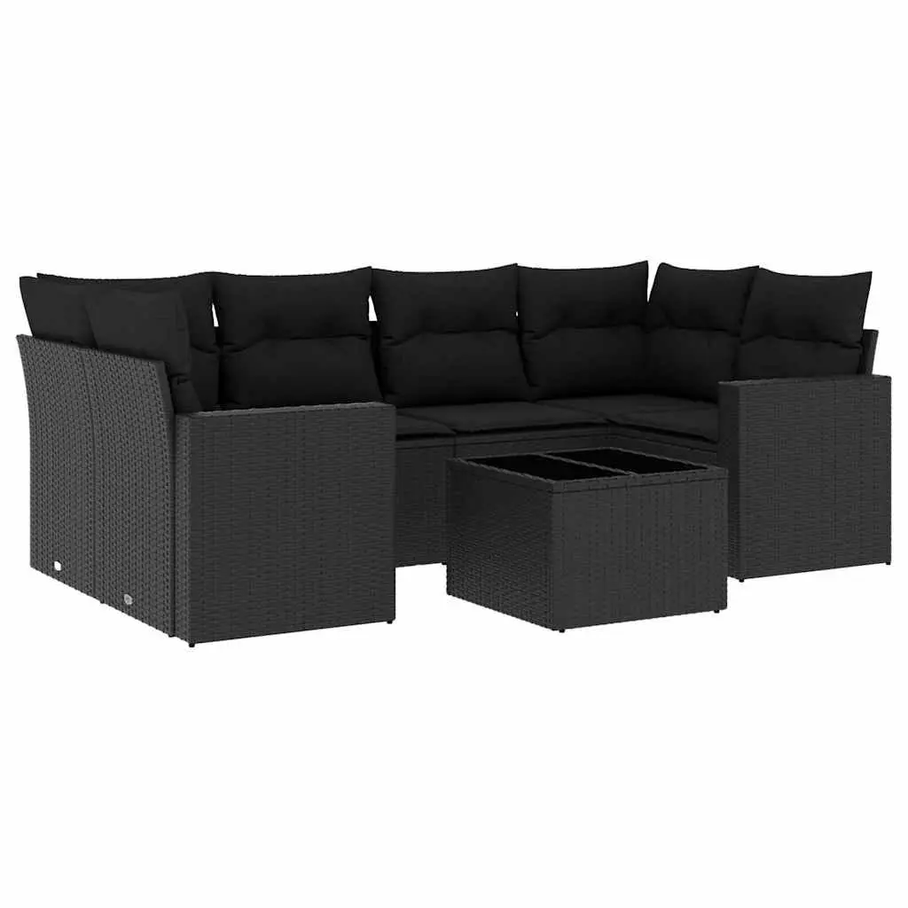 7 Piece Black Garden Sofa Set