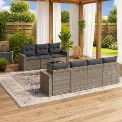 Garden Sofa Set 8 Piece Grey Poly Rattan Specifications