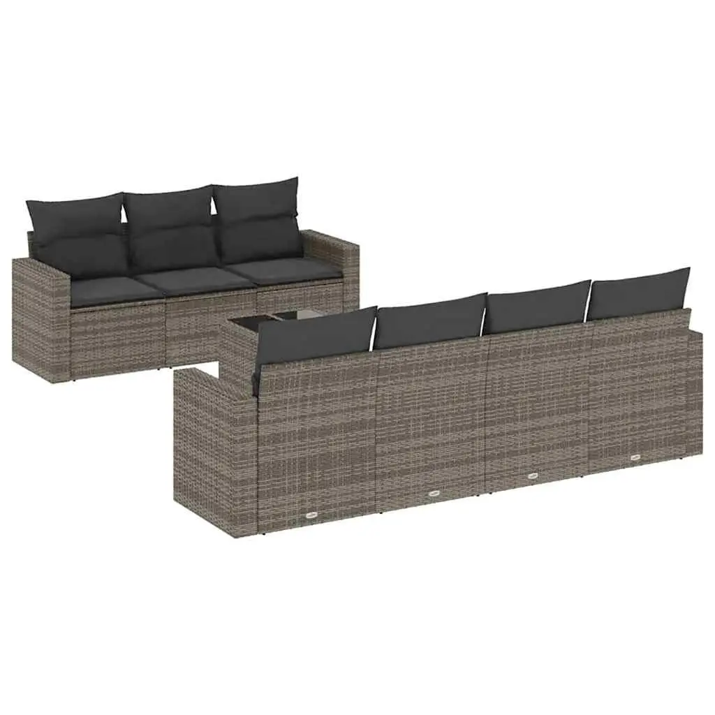 Garden Sofa Set 8 Piece Grey Poly Rattan