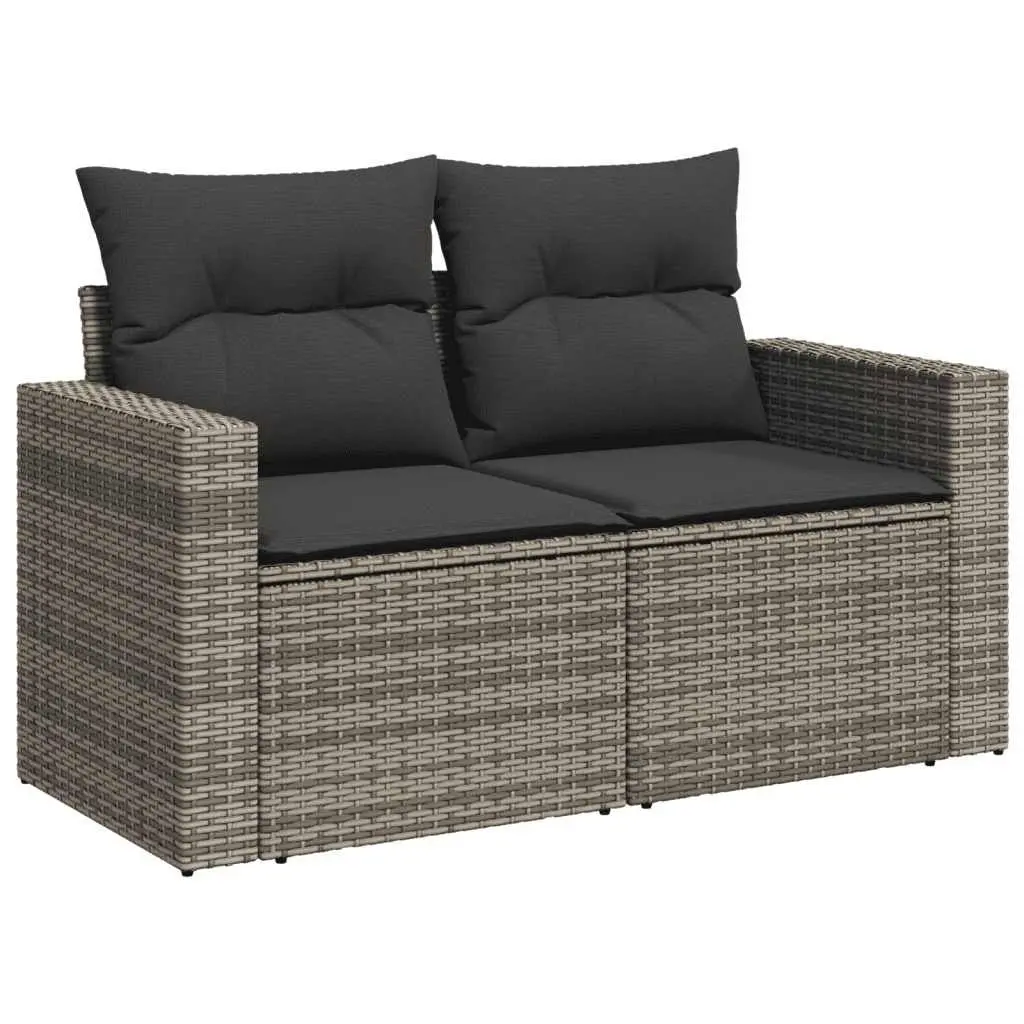 Garden Sofa Set 8 Piece Grey Poly Rattan