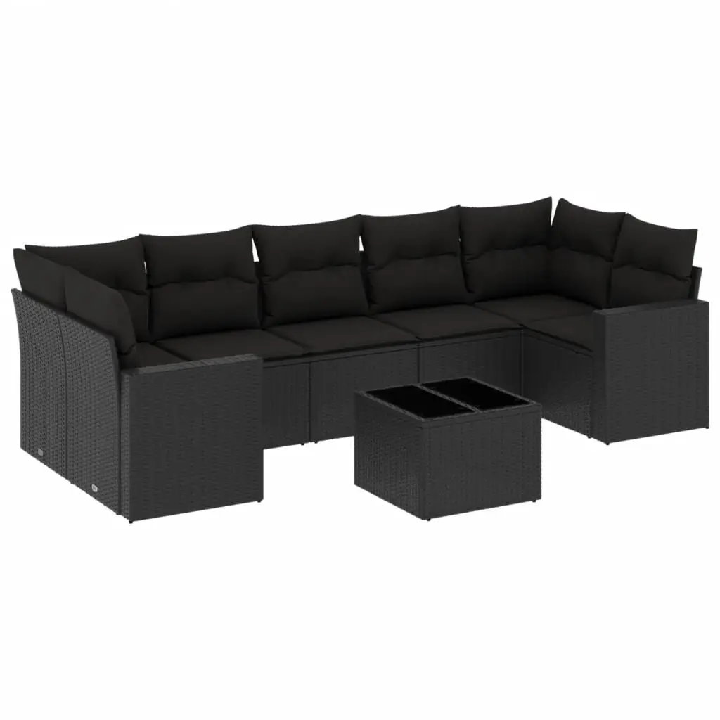 8 Piece Outdoor Garden Sofa Set Patio Furniture Black Rattan