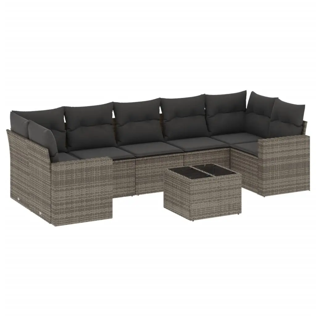 Garden Sofa Set 8 Piece Outdoor Furniture Grey Poly Rattan Modular Patio Seating