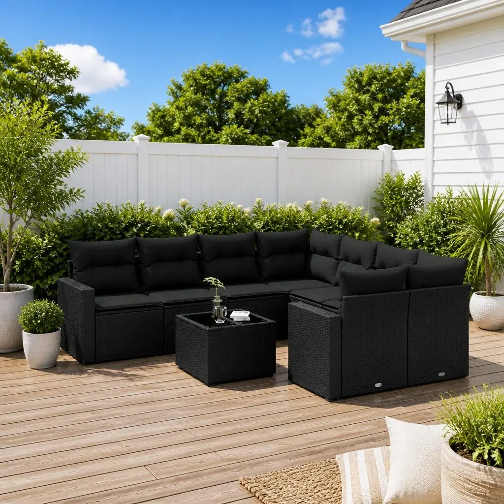 Garden Sofa Set 9 Piece Outdoor Furniture Patio Seating Black