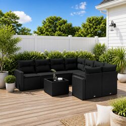 9 Piece Modular Garden Sofa Set with Cushions