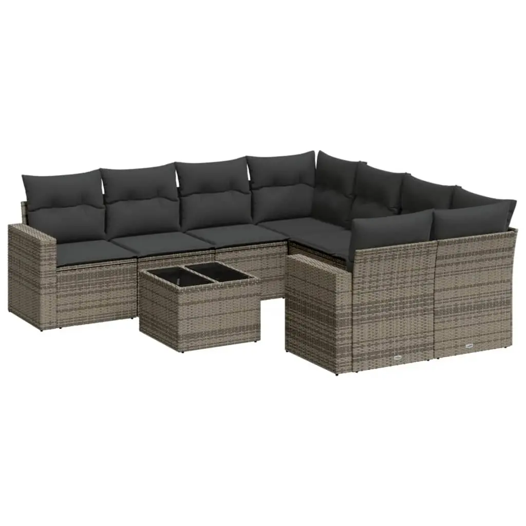 Garden Sofa Set Outdoor Furniture 9 Piece Grey with Cushions
