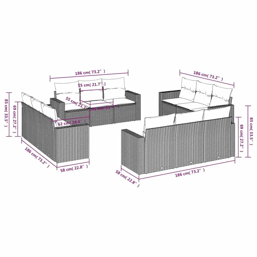 12 Piece Outdoor Garden Sofa Set