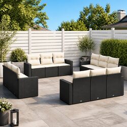 Black Modular Garden Sofa Set: 12 Pieces, Weather-Resistant