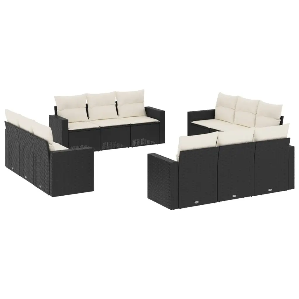 Garden Sofa Set Outdoor Furniture Modular 12 Piece Black Poly Rattan