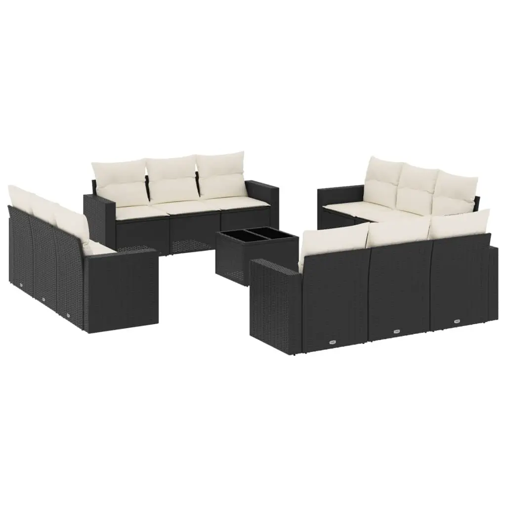 Garden Sofa Set Outdoor Furniture 13 Piece Black Poly Rattan Modular Patio