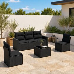 6 Piece Black Rattan Outdoor Furniture Set Specifications