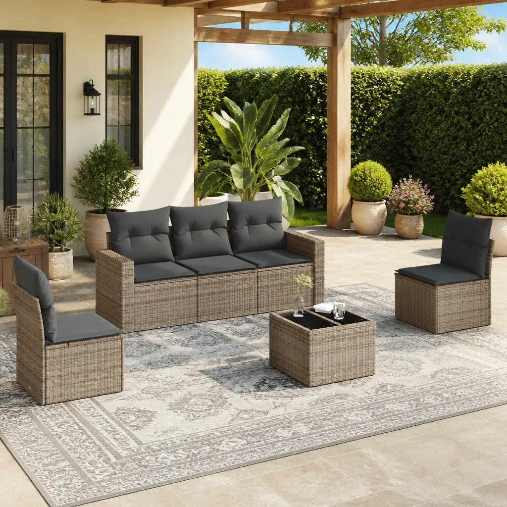 6-Piece Grey Modular Garden Sofa Set