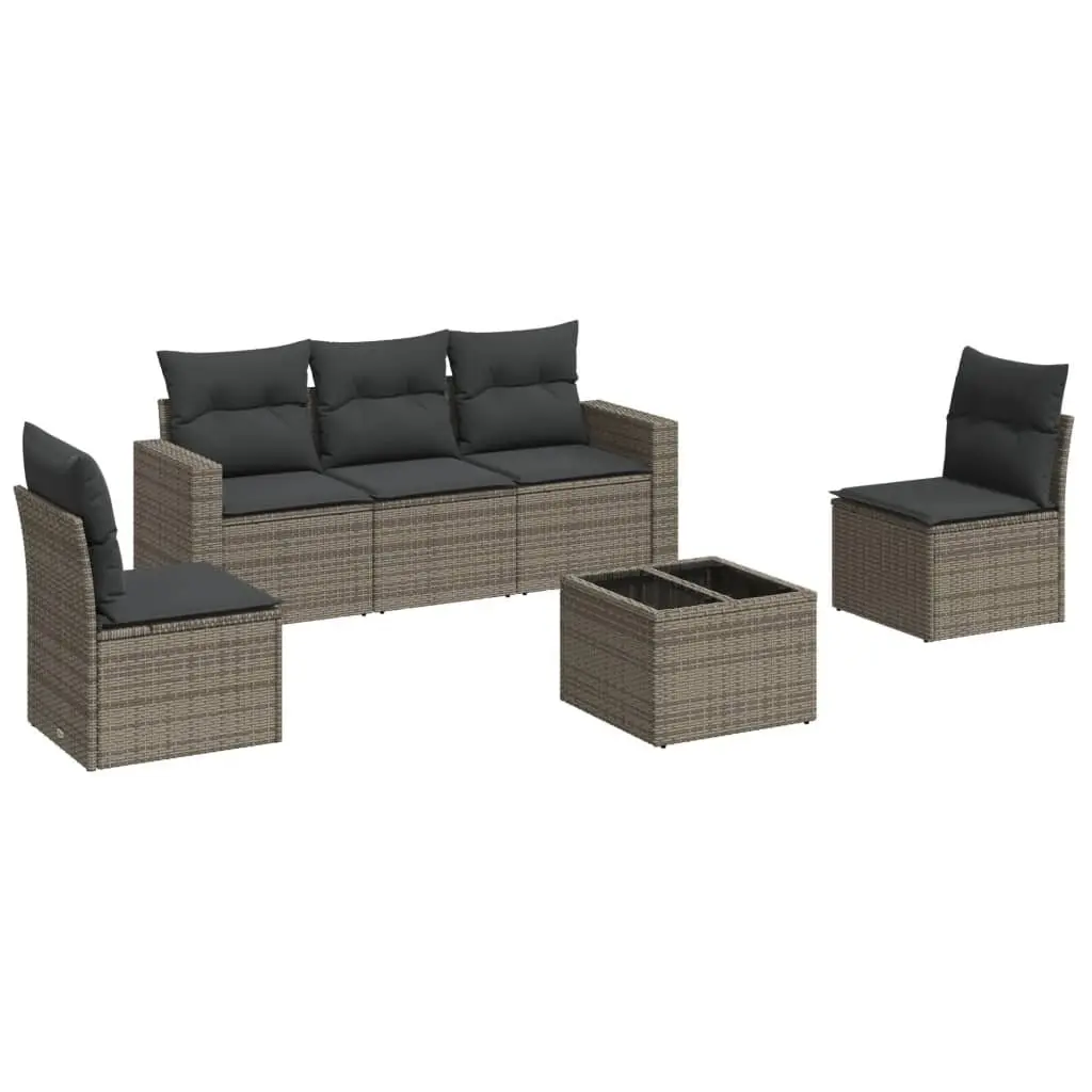 6-Piece Grey Modular Garden Sofa Set