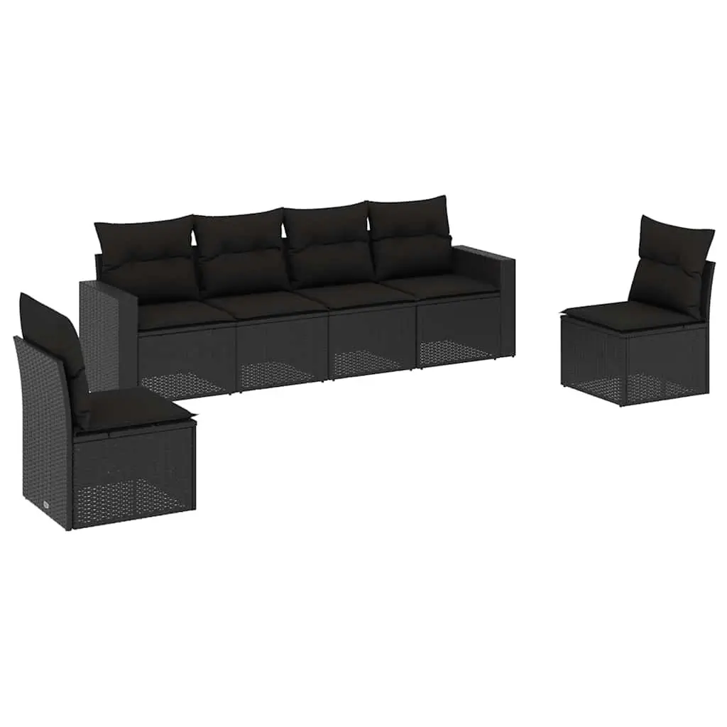 6 Piece Garden Sofa Set Outdoor Furniture Patio Lounge with Cushions Black